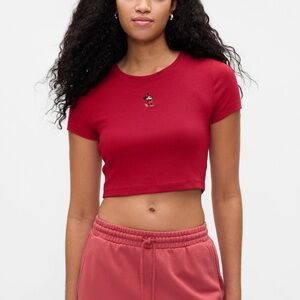 GAPxDisney Red Minnie Mouse Cropped Tee